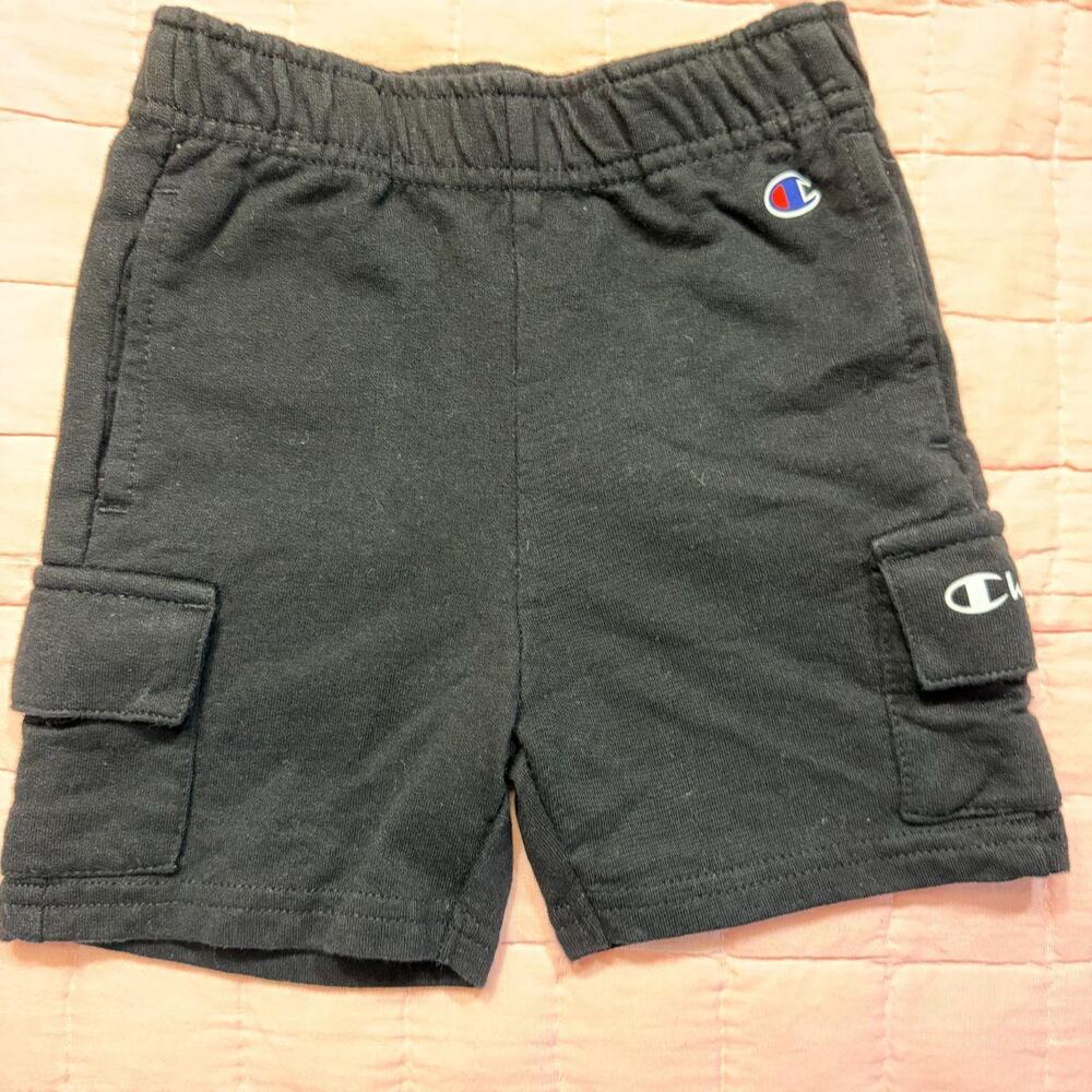 Sporty Athletic Champion 100% Cotton Black Cargo Shorts Size 12-18 months